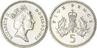 Großbritannien 5 Pence Münze, Elizabeth II, SS+, Kupfer-Nickel -