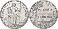 French Polynesia 2 Francs Paris, S+, Aluminium, KM:10 -
