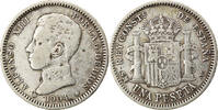 Spanien Peseta Münze, Alfonso XIII, SS, Silber, KM:721 -