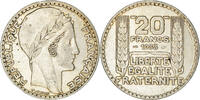 Frankreich 20 Francs Münze, Turin, Paris, VZ, Silber, KM:879 -