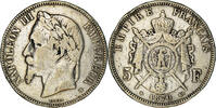 Frankreich 5 Francs Münze, Napoléon III, Strasbourg, SS, Silber -