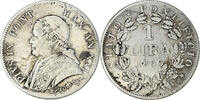 Italien Staaten Lira 1866 R Münze, PAPAL STATES, Pius IX, Roma, S+, Silber