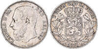 Belgien 5 Francs, 5 Frank Münze, Leopold II, Brussels, SS, Silber -