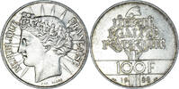 Frankreich 100 Francs Münze, Fraternité, SS, Silber, KM:966 -