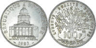 Frankreich 100 Francs Münze, Panthéon, Paris, SS, Silber, KM:951.1 -