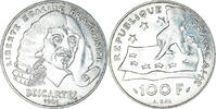 Frankreich 100 Francs Münze, Descartes, SS+, Silber, KM:996 -