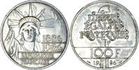Frankreich 100 Francs Münze, Statue de la Liberté, SS+, Silber -