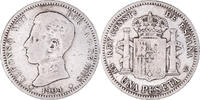 Spanien Peseta Münze, Alfonso XIII, S+, Silber, KM:721 -