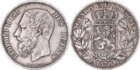 Belgien 5 Francs, 5 Frank Münze, Leopold II, Brussels, SS, Silber -