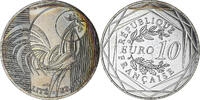 Frankreich 10 Euro Monnaie de Paris, Coq, Paris, UNZ, Silber -