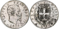 Italien 5 Lire Münze, Vittorio Emanuele II, Milan, SS, Silber, KM:8.3 -