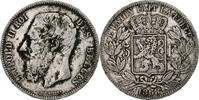 Belgien 5 Francs, 5 Frank Münze, Leopold II, S, Silber, KM:24 -