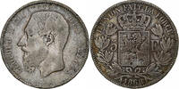 Belgien 5 Francs, 5 Frank Münze, Leopold II, S, Silber, KM:24 -