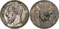 Belgien 5 Francs, 5 Frank Münze, Leopold II, S, Silber, KM:24 -