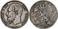 Belgien 5 Francs, 5 Frank Münze, Leopold II, S, Silber, KM:24 -