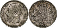Belgien 5 Francs, 5 Frank Münze, Leopold II, S+, Silber, KM:24 -