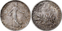 Frankreich 50 Centimes Münze, Semeuse, Paris, SS+, Silber, KM:854 -
