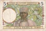 French West Africa 5 Francs 1939-04-27, S+ -