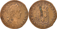 Frankreich Sol Münze, Louis XV, Sol à la vieille tête, Troyes, S+ -