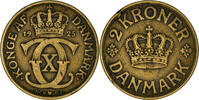 Dänemark 2 Kroner Münze, Christian X, Copenhagen, S+, Aluminum-Bronze -