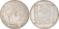 Frankreich 20 Francs Münze, Turin, Paris, Rameaux courts, VZ, Silber -
