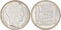 Frankreich 20 Francs Münze, Turin, Paris, Rameaux longs, VZ+, Silber -
