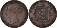 Jersey 1/26 Shilling Münze, Victoria, S+, Kupfer, KM:2 -
