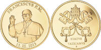 Vatikan Medaille Le Pape François, STGL, Copper Gilt -