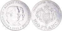 Monaco 100 Francs Münze, Rainier III et Albert, ESSAI, STGL, Silber -