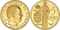 Monaco 5 Centimes Münze, STGL, Copper-Aluminum-Nickel, KM:E69 -