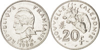 Neukaledonien 20 Francs Münze, Paris, UNZ+, Nickel, KM:12 -