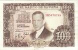 Spanien 100 Pesetas Geldschein, 1953-04-07, KM:145a, SS+ -