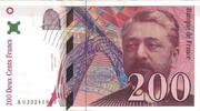 Frankreich 200 Francs Eiffel, VZ, Fayette:75.2, KM:159a -