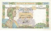 Frankreich 500 Francs La Paix, G.604, VZ, Fayette:32.35, KM:95b -
