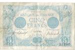 Frankreich 5 Francs Bleu, D.110, SS, Fayette:2.37, KM:70 -