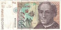 Spanien 5000 Pesetas Geldschein, 1992-10-12, KM:165, VZ -
