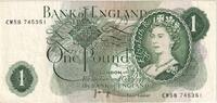 Großbritannien 1 Pound Geldschein, Undated (1960-78), KM:374g, SS -