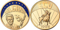 Belgien Medaille Ecu Europa, Copper Gilt, STGL -