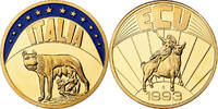 Italien Medaille Ecu Europa, Copper Gilt, STGL -