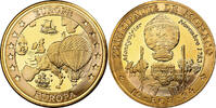 Monaco Medaille Ecu Europa, Montgolfier, Copper Gilt, UNZ+ -