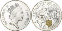 Fiji 10 Dollars Elizabeth II, Golden Wedding, Silber, UNZ+ -