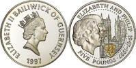 Guernsey 5 Pounds Elizabeth II, British Royal Mint, Silber, STGL -