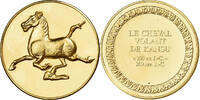 Frankreich Medaille Le Cheval Volant de Kansu, Gilt Bronze, UNZ -