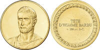Frankreich Medaille Tête d'Homme Barbu, Gilt Bronze, UNZ -