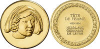 Frankreich Medaille Tête de Femme, Nikolaus Gerhaert de Leyde, Gilt Bronze -