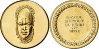 Frankreich Medaille Masque en Ivoire du Bénin, Gilt Bronze, VZ -
