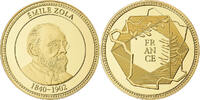 Frankreich Medaille Emile Zola, Copper Gilt, UNZ+ -