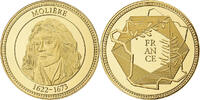 Frankreich Medaille Molière, Copper Gilt, UNZ+ -