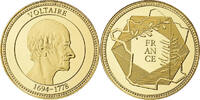 Frankreich Medaille Voltaire, Copper Gilt, UNZ+ -