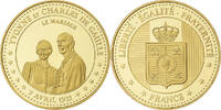 Frankreich Medaille Charles de Gaulle, Yvonne & Charles, Copper Gilt, UNZ+ -